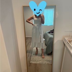 Show Me Your Mumu Garden Midi Dress, Ivory Luxe Satin, Size Large